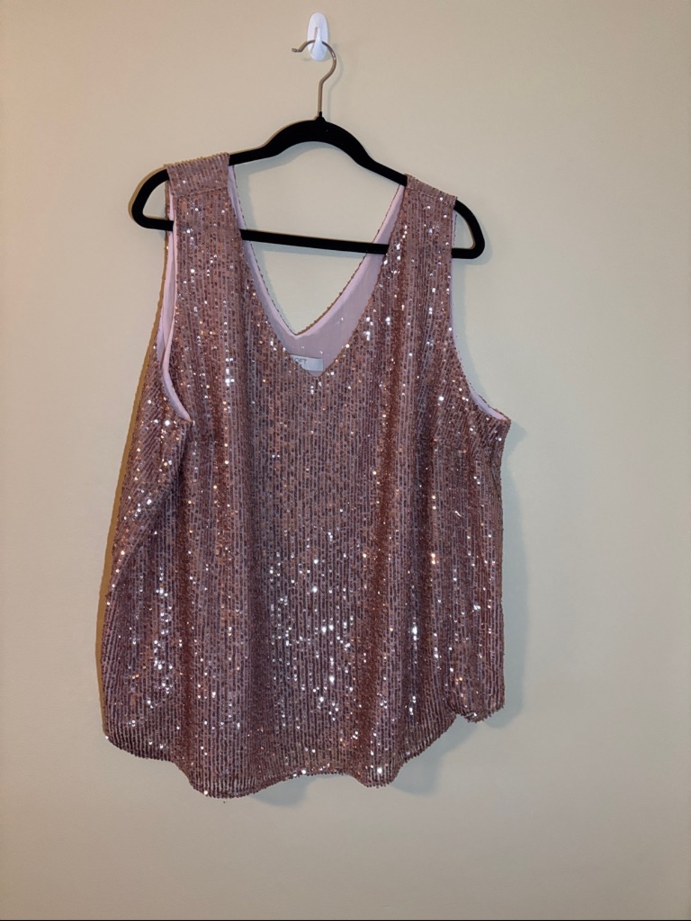 LOFT Rose Gold Sequin V-Neck Tank Top